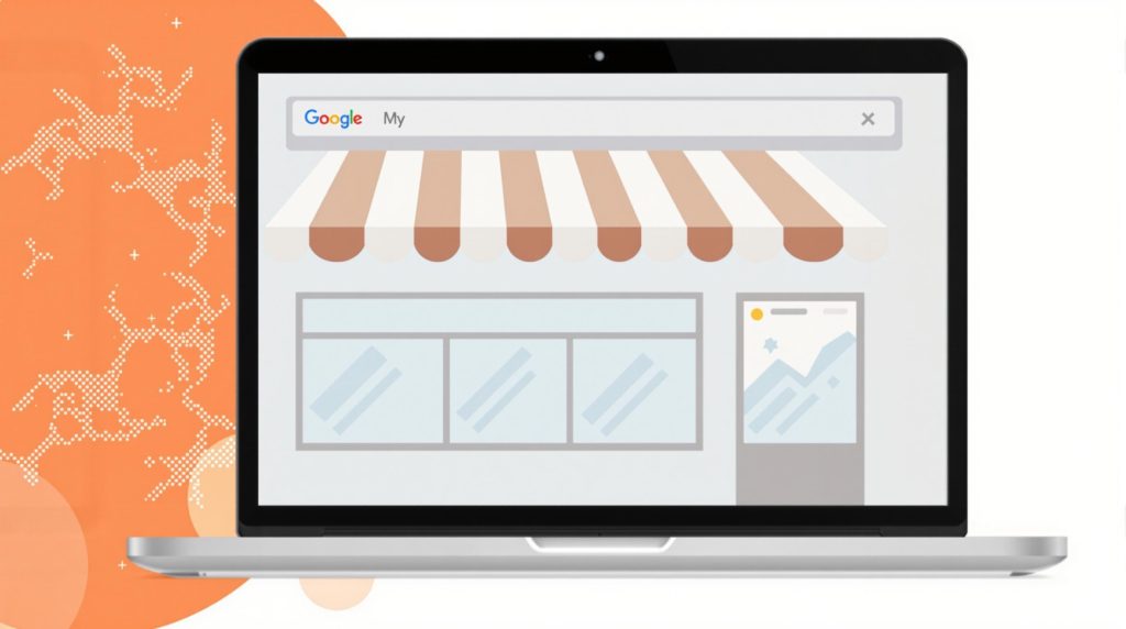 Laptop showing online storefront illustration.