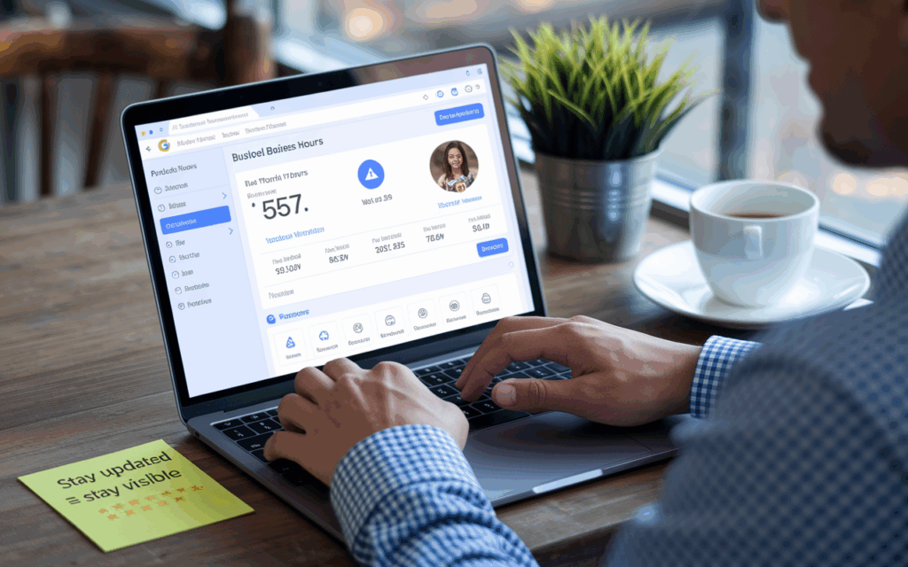 Person using laptop with dashboard interface.