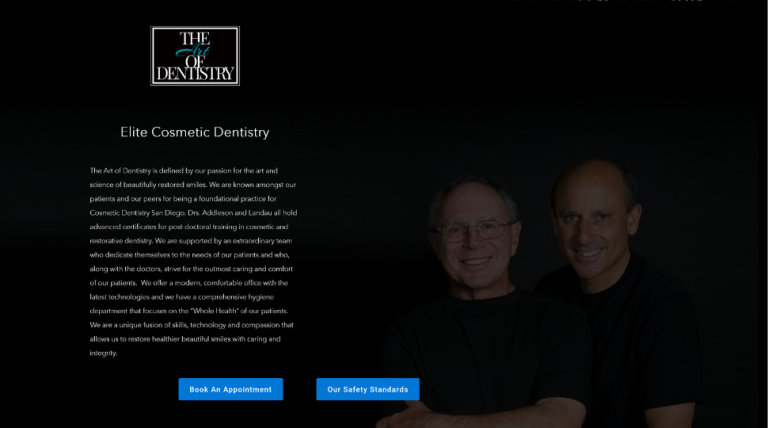 San Diego Art of Dentistry website, a Local Blitz web design project