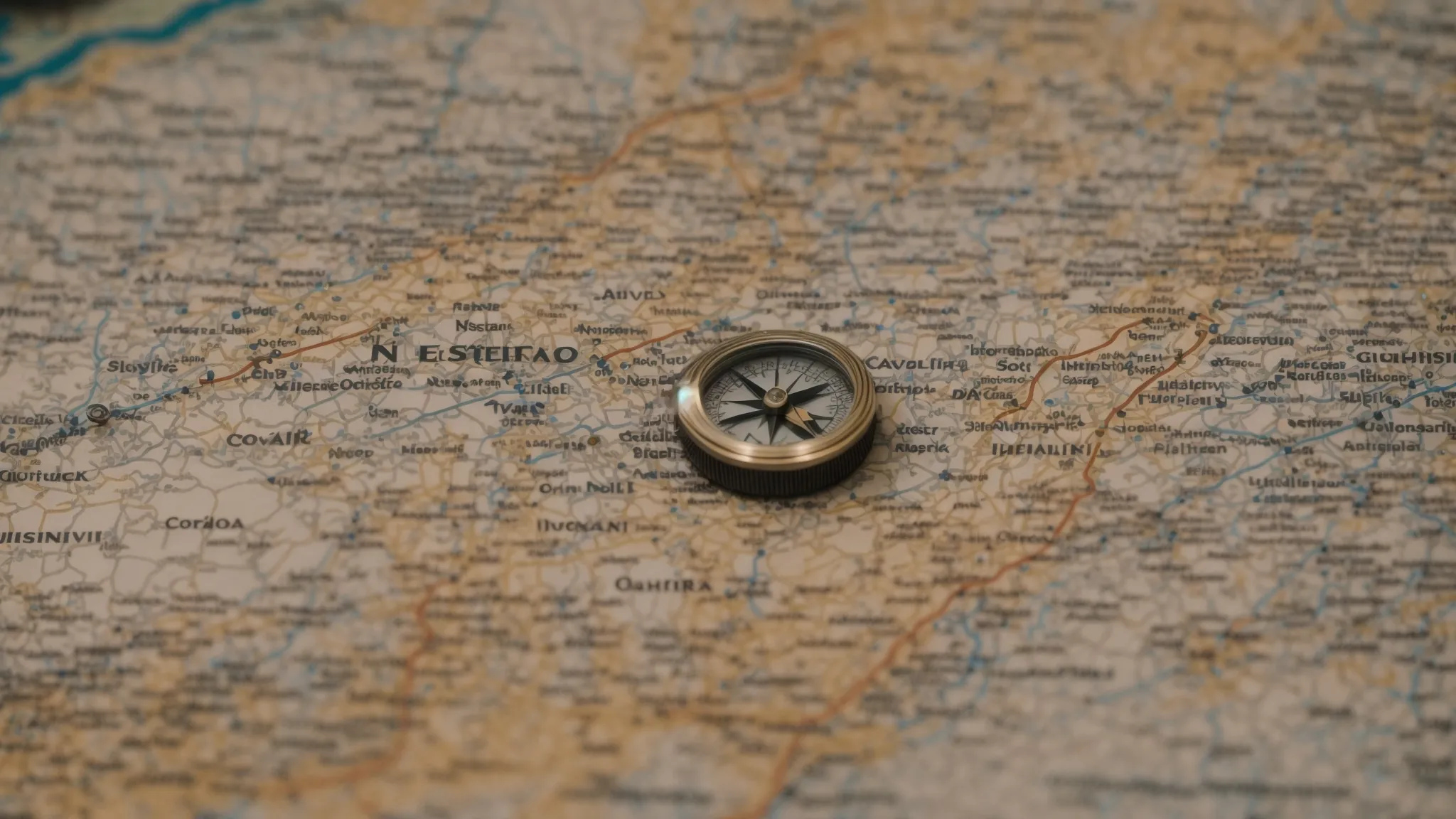 a compass resting on a map, symbolizing guidance and direction.