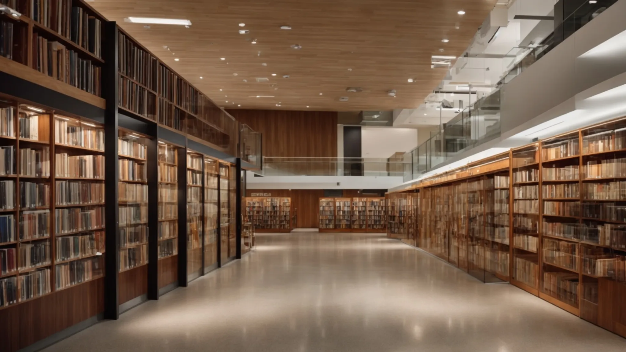 a neatly organized library with clearly labeled sections inviting visitors to explore.