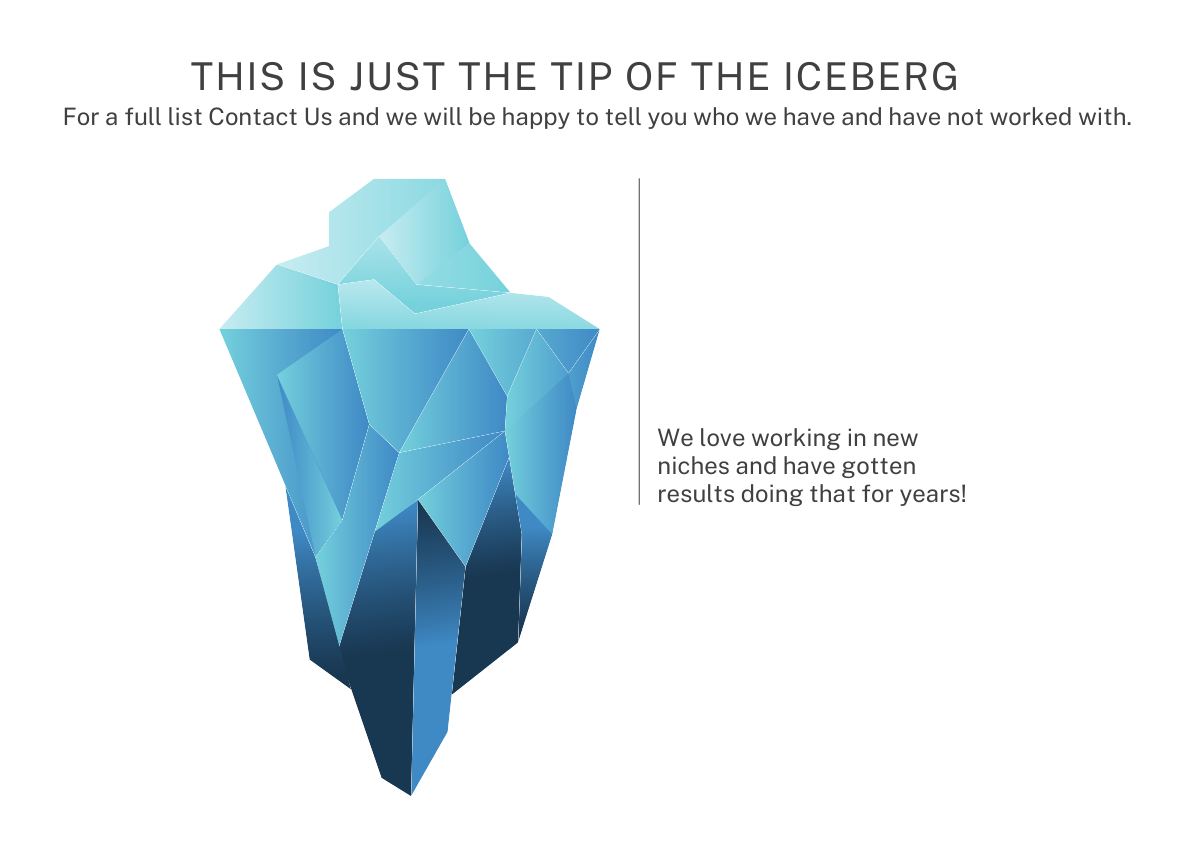 Iceberg graphic representing business growth and exploration.