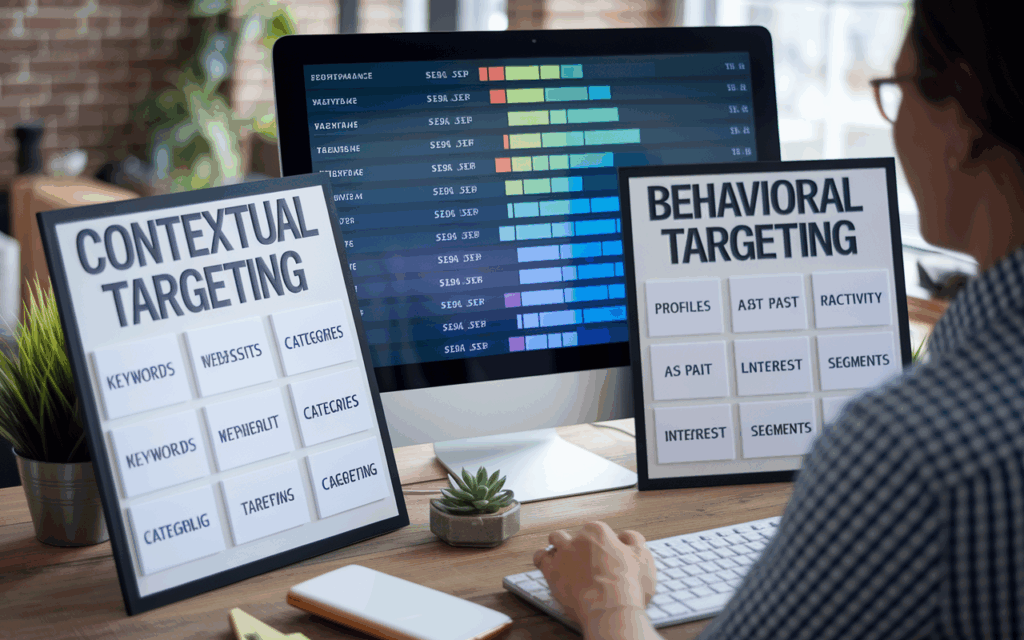 Person analyzing contextual and behavioral targeting data.