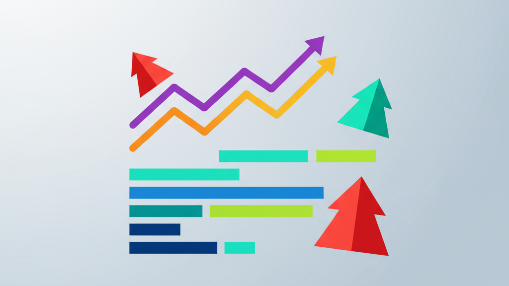 Abstract data visualization representing marketing performance analysis and trend evaluation