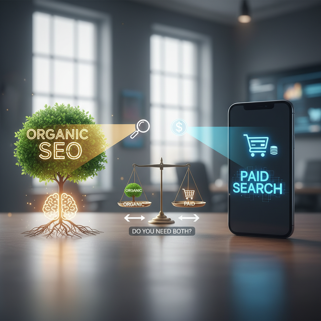 Organic SEO versus paid search balance.