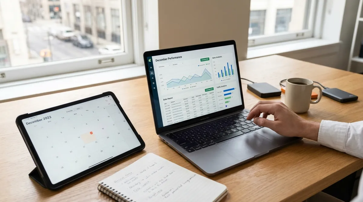 Exporting December performance data from Google Analytics and Search Console for January strategy