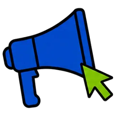 Megaphone with a click cursor icon
