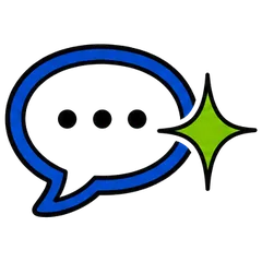 Chat bubble with a sparkle icon