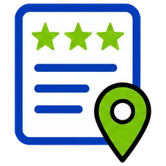 Star review card with a map pin icon