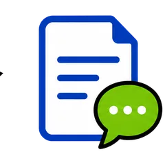 FAQ document with a chat bubble icon