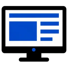 Desktop monitor showing a web page icon